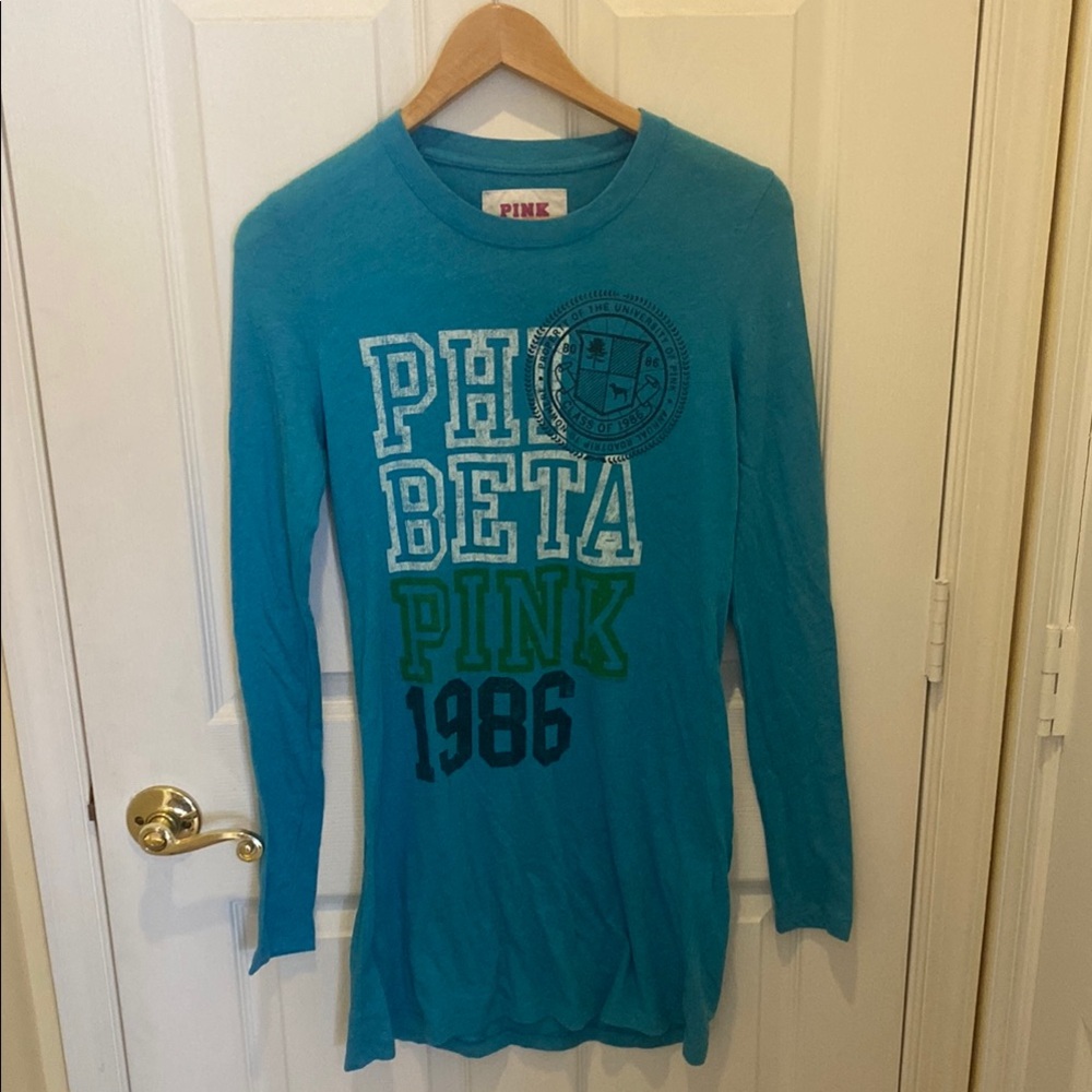 PINK Blue Long Sleeve Graphic Tee